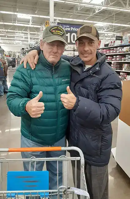 Author David Haave with fellow Vietnam Veteran 54 yrs between wars of brotherhood David in Iraq 2004 2005 -- David Haave